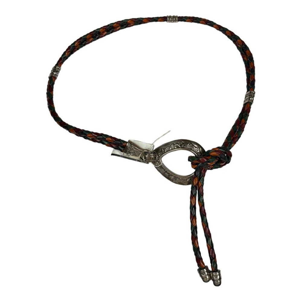 Vintage 90s Western Multi Leather Braided Double Tie Belt M/L Silver Lariat New